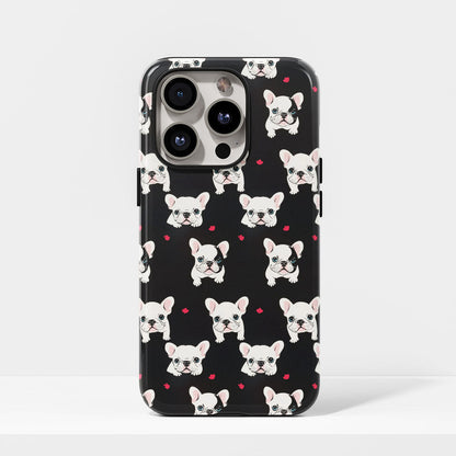 Semi-Handprinted Tough Matte French Bulldog Black iPhone Case