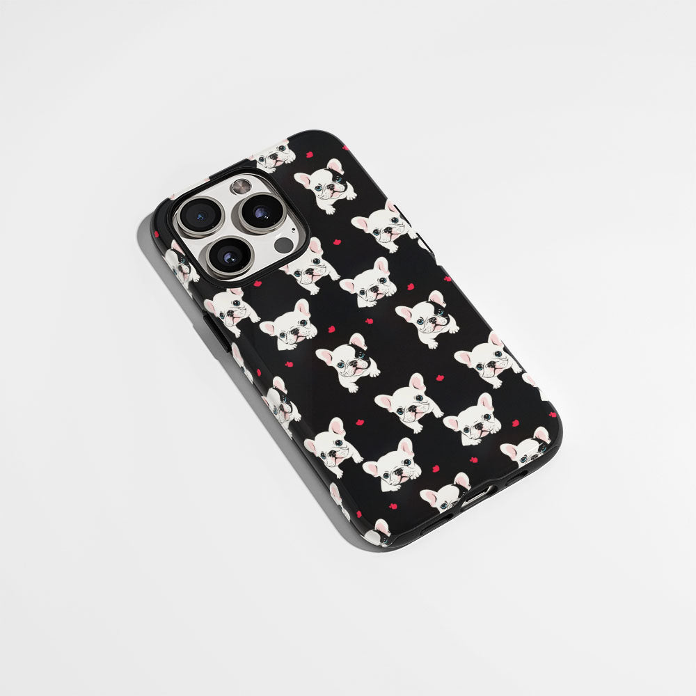 Semi-Handprinted Tough Matte French Bulldog Black iPhone Case