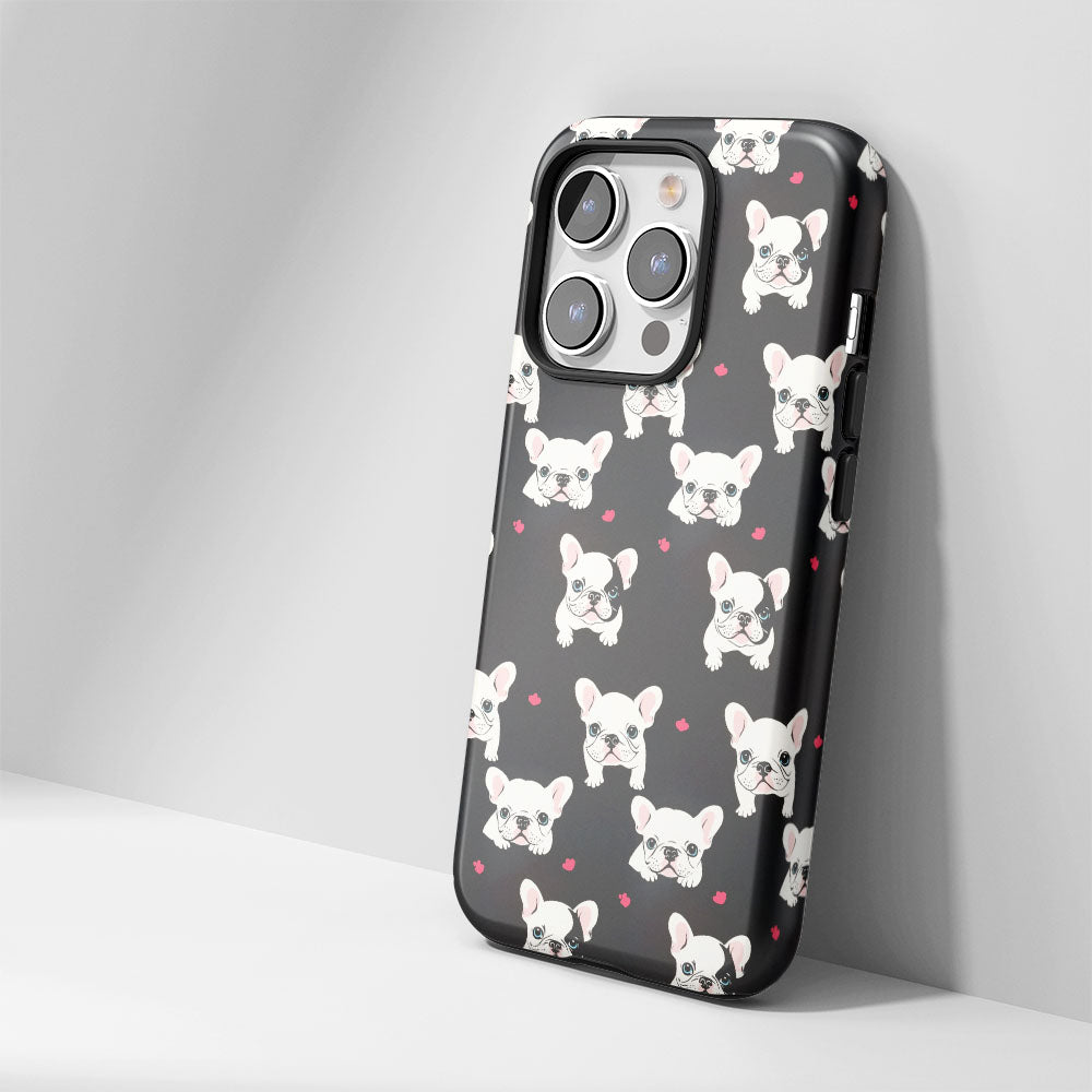 Semi-Handprinted Tough Matte French Bulldog Black iPhone Case