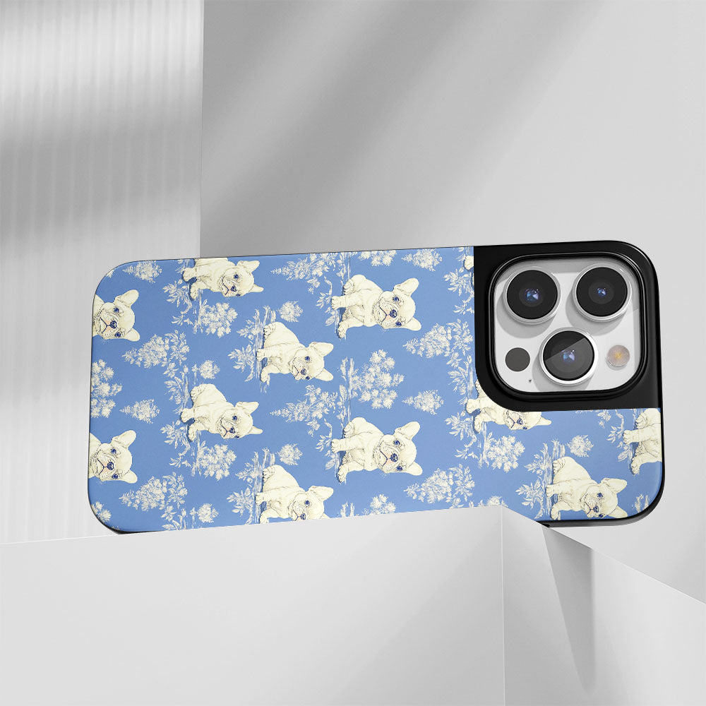 Industry-Level Tough Matte French Bulldog Blue iPhone Case