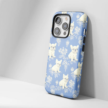 Semi-Handprinted Tough Matte French Bulldog Blue iPhone Case