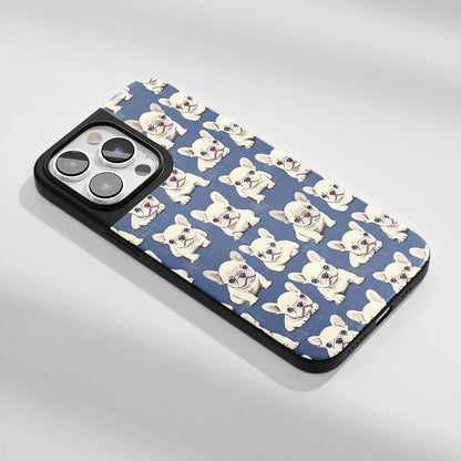 Industry-Level Tough Matte French Bulldog Blue iPhone Case