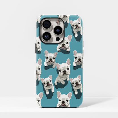 Semi-Handprinted Tough Matte French Bulldog Blue iPhone Case