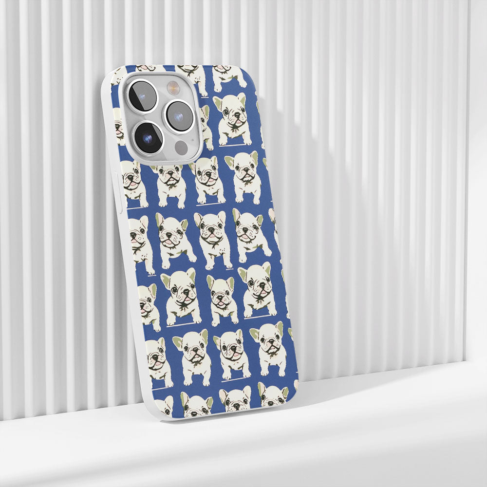 Latest 3rd-Generation Crystal Tough Glossy French Bulldog Blue iPhone Case