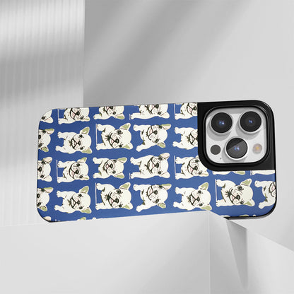 Industry-Level Tough Matte French Bulldog Blue iPhone Case