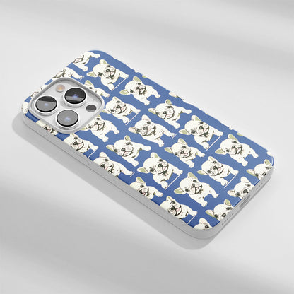 Latest 3rd-Generation Crystal Tough Glossy French Bulldog Blue iPhone Case