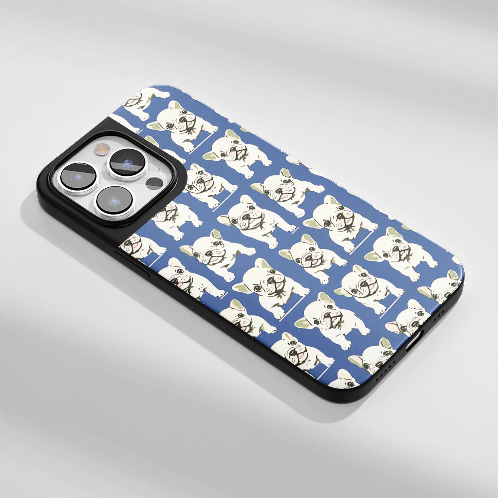 Industry-Level Tough Matte French Bulldog Blue iPhone Case