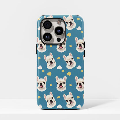 Semi-Handprinted Tough Matte French Bulldog Blue iPhone Case