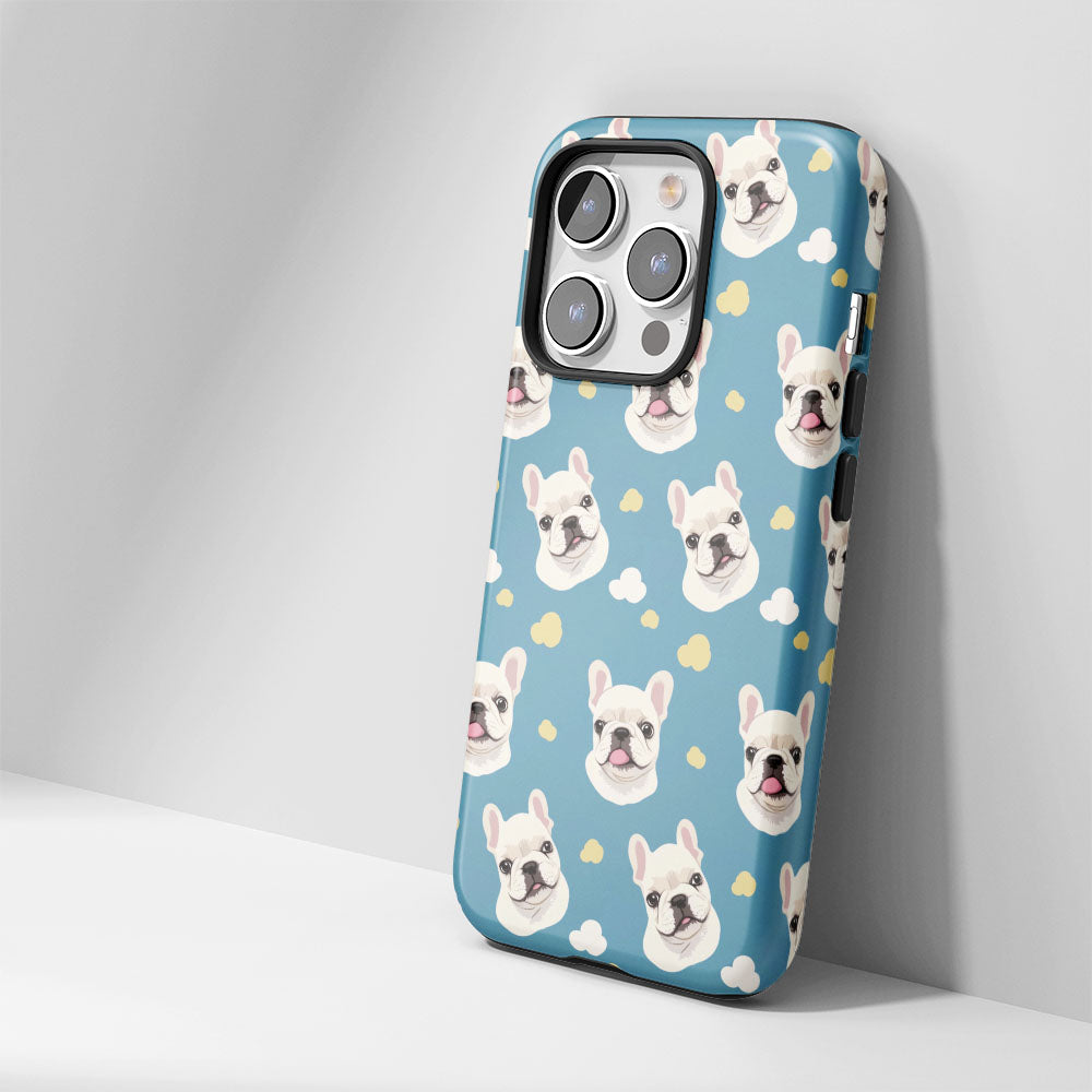 Semi-Handprinted Tough Matte French Bulldog Blue iPhone Case