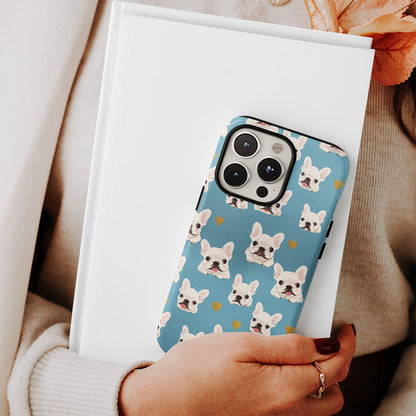 Semi-Handprinted Tough Matte French Bulldog Blue iPhone Case