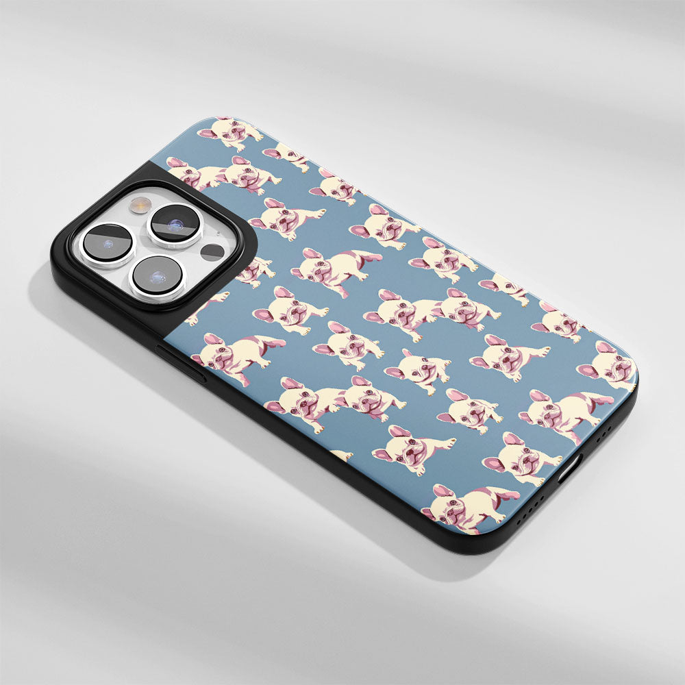 Industry-Level Tough Matte French Bulldog Blue iPhone Case