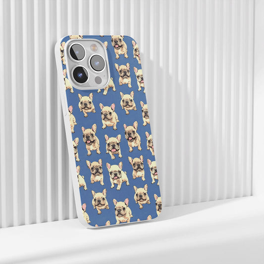 Latest 3rd-Generation Crystal Tough Glossy French Bulldog Blue iPhone Case