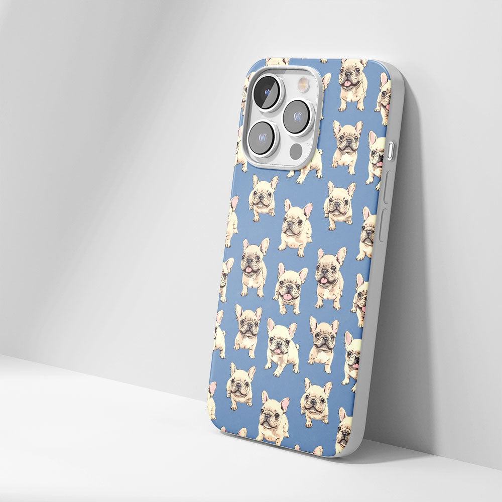 Latest 3rd-Generation Crystal Tough Glossy French Bulldog Blue iPhone Case