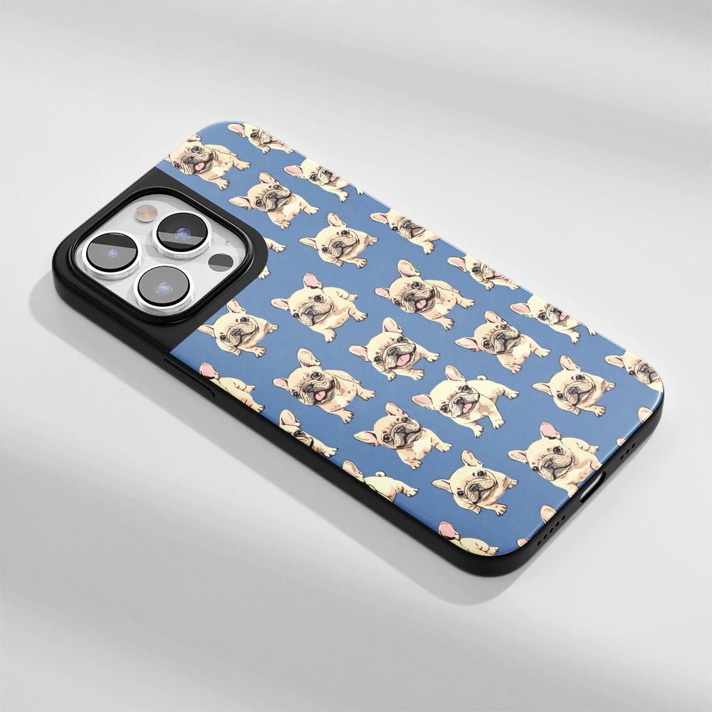 Industry-Level Tough Matte French Bulldog Blue iPhone Case