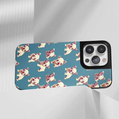 Industry-Level Tough Matte French Bulldog Blue iPhone Case