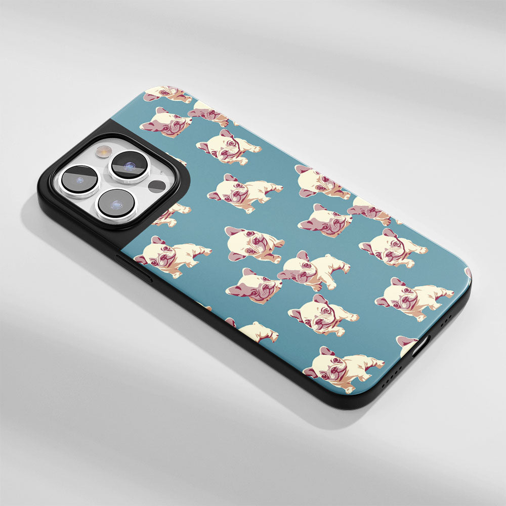 Industry-Level Tough Matte French Bulldog Blue iPhone Case