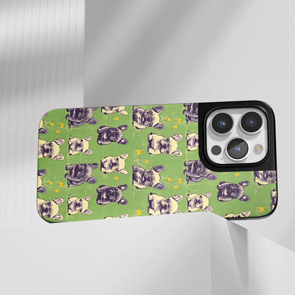 Industry-Level Tough Matte French Bulldog Green iPhone Case