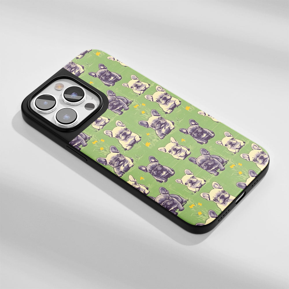 Industry-Level Tough Matte French Bulldog Green iPhone Case