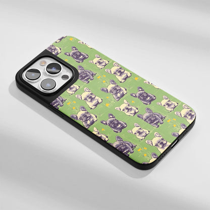 Industry-Level Tough Matte French Bulldog Green iPhone Case