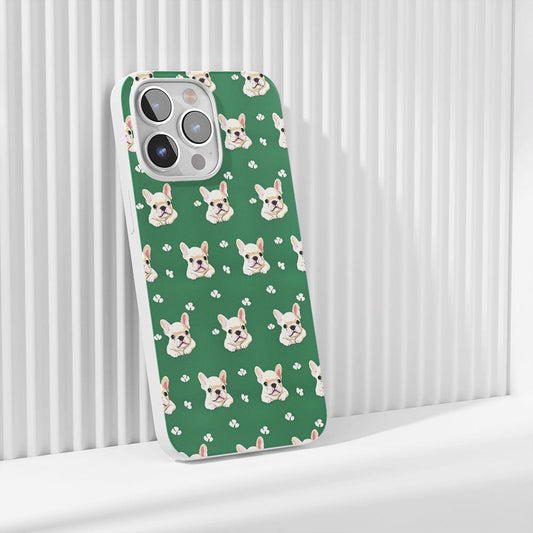 Latest 3rd-Generation Crystal Tough Glossy French Bulldog Green iPhone Case