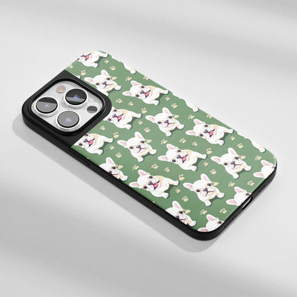 Industry-Level Tough Matte French Bulldog Green iPhone Case