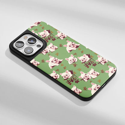 Industry-Level Tough Matte French Bulldog Green iPhone Case