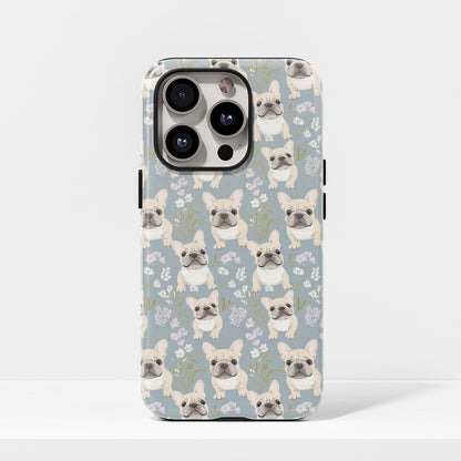 Semi-Handprinted Tough Matte French Bulldog Green iPhone Case