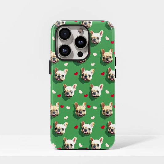 Semi-Handprinted Tough Matte French Bulldog Green iPhone Case