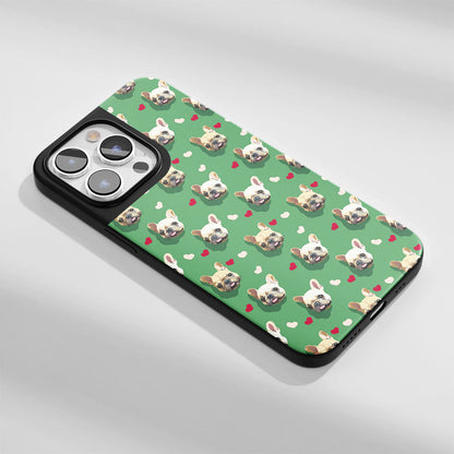 Industry-Level Tough Matte French Bulldog Green iPhone Case