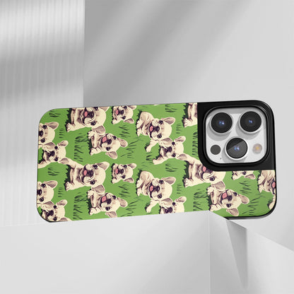 Industry-Level Tough Matte French Bulldog Green iPhone Case