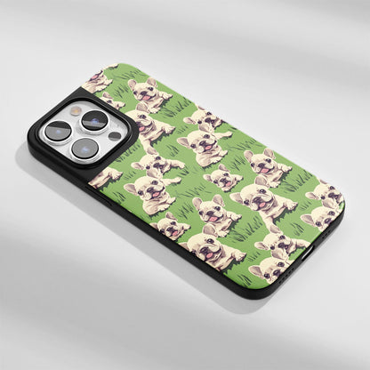 Industry-Level Tough Matte French Bulldog Green iPhone Case