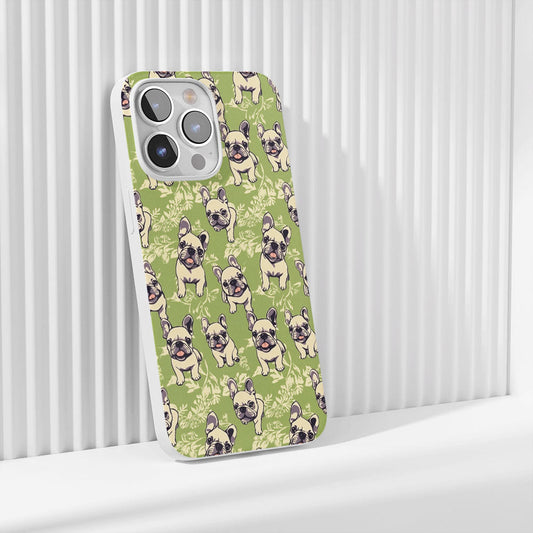 Latest 3rd-Generation Crystal Tough Glossy French Bulldog Green iPhone Case