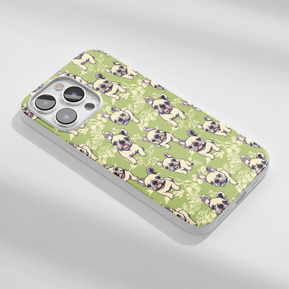 Latest 3rd-Generation Crystal Tough Glossy French Bulldog Green iPhone Case