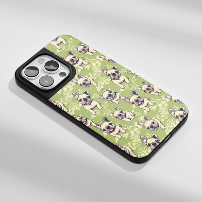 Industry-Level Tough Matte French Bulldog Green iPhone Case