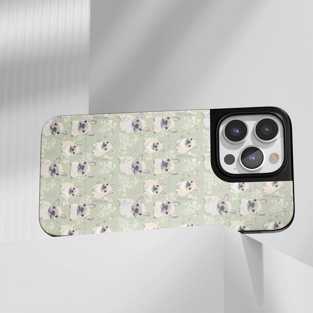 Industry-Level Tough Matte French Bulldog Green iPhone Case