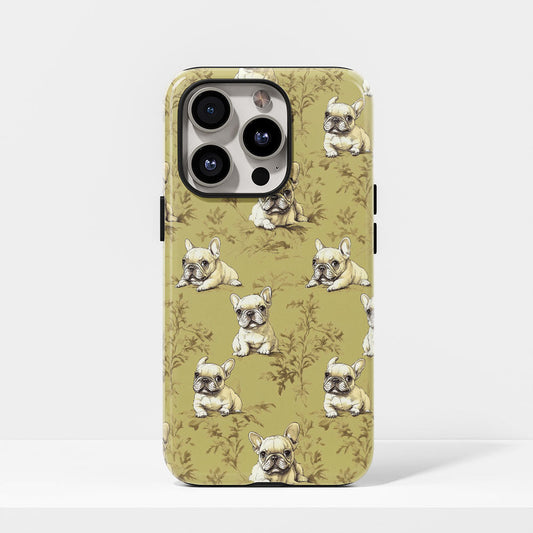 Semi-Handprinted Tough Matte French Bulldog Green iPhone Case