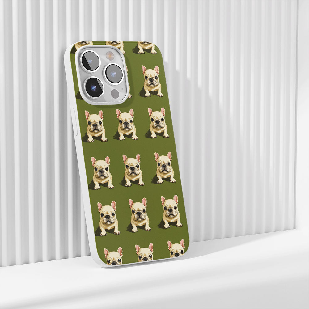 Latest 3rd-Generation Crystal Tough Glossy French Bulldog Green iPhone Case