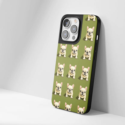 Industry-Level Tough Matte French Bulldog Green iPhone Case