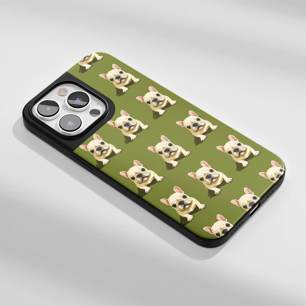 Industry-Level Tough Matte French Bulldog Green iPhone Case