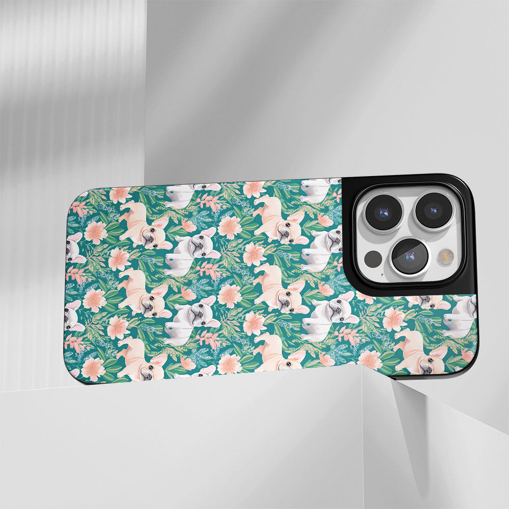 Industry-Level Tough Matte French Bulldog Green iPhone Case