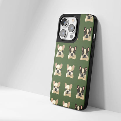 Industry-Level Tough Matte French Bulldog Green iPhone Case