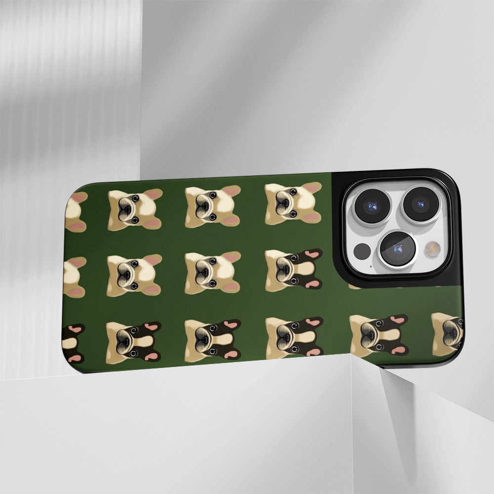 Industry-Level Tough Matte French Bulldog Green iPhone Case