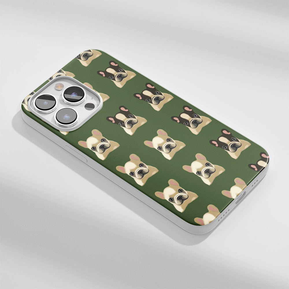 Latest 3rd-Generation Crystal Tough Glossy French Bulldog Green iPhone Case