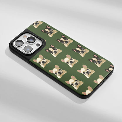 Industry-Level Tough Matte French Bulldog Green iPhone Case