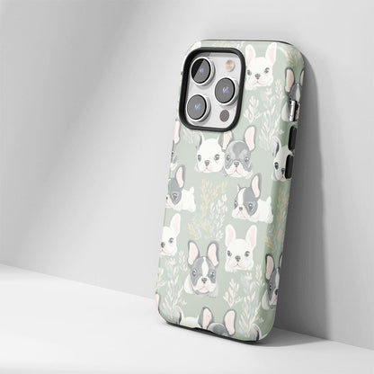 Semi-Handprinted Tough Matte French Bulldog Green iPhone Case