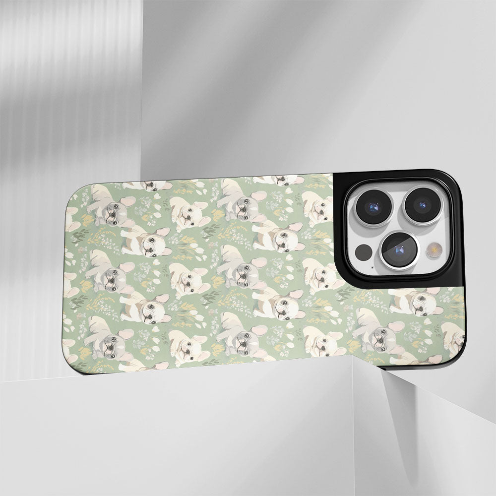 Industry-Level Tough Matte French Bulldog Green iPhone Case