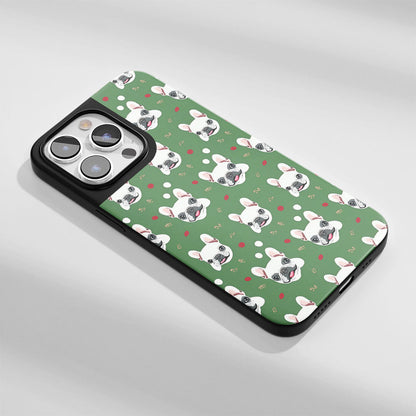 Industry-Level Tough Matte French Bulldog Green iPhone Case