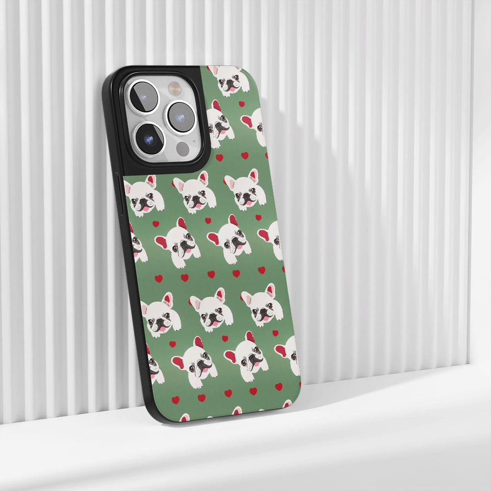 Industry-Level Tough Matte French Bulldog Green iPhone Case