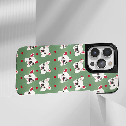 Industry-Level Tough Matte French Bulldog Green iPhone Case