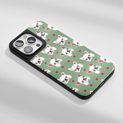 Industry-Level Tough Matte French Bulldog Green iPhone Case